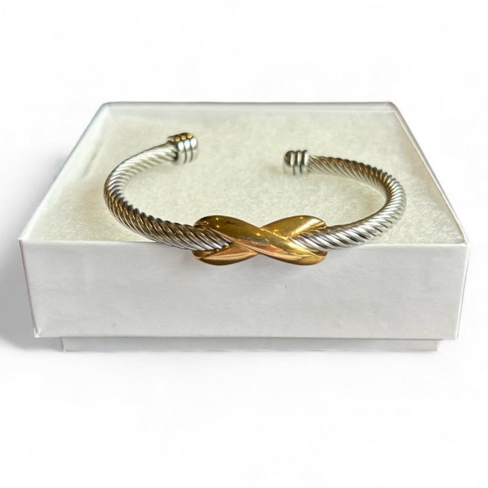 Elegant Silver and Gold Twist Bracelet NWOT